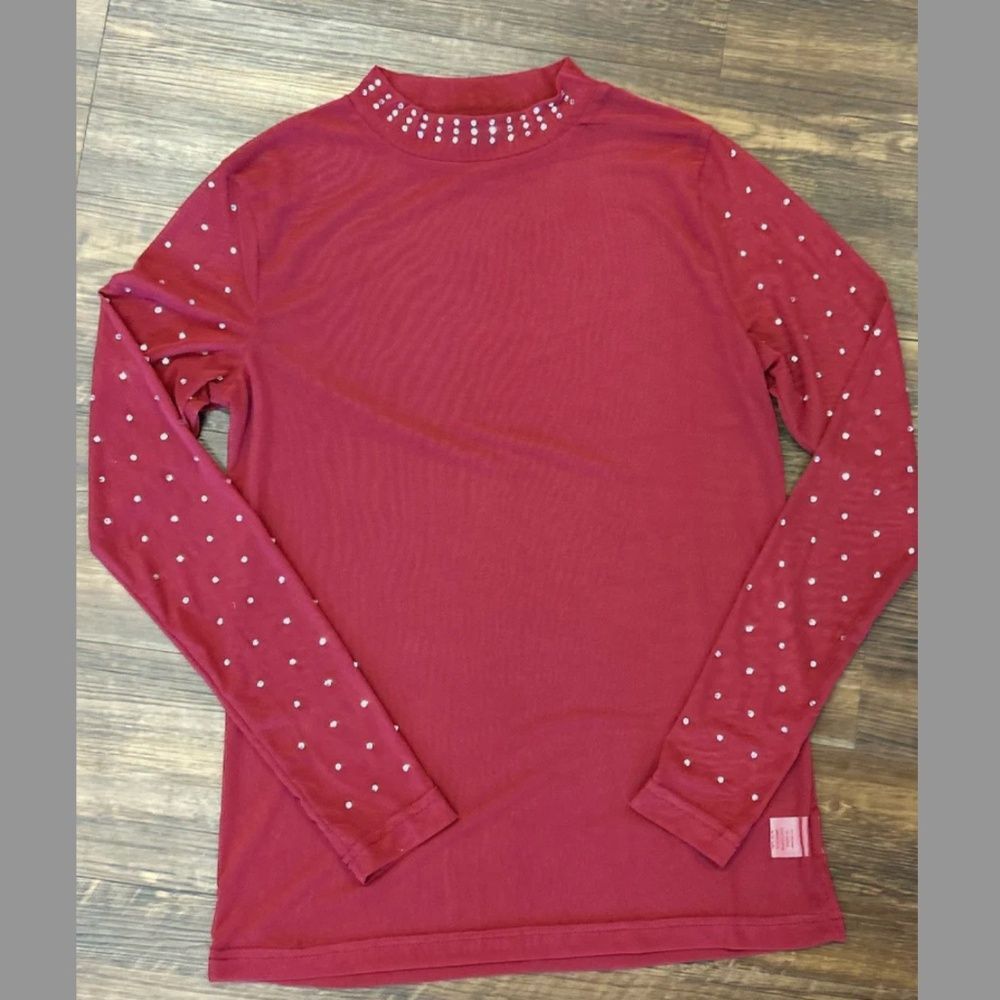Sterling Kreek Mesh Blouse AUTUMN SKIES TOP XL Boutique Western Rhinestone Red